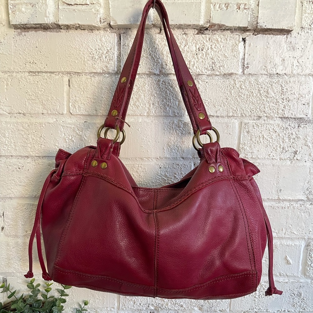Lucky Brand Genuine Leather  Large Tote Dark Red. Laptop Size